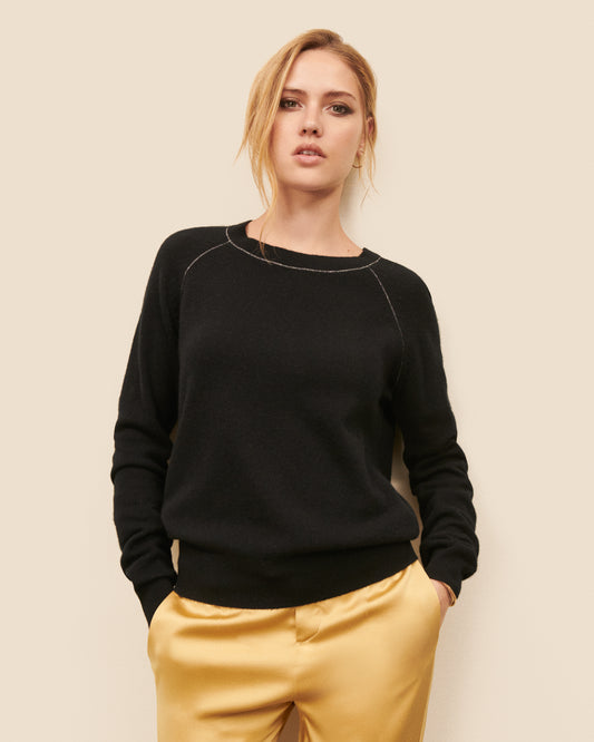 Orsay Round Neck Lurex Black Sweater