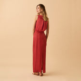 Dauphine Silk Long Dress - Blood Orange