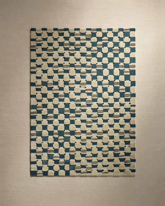 Checkerboard Rug - Sarah Blue