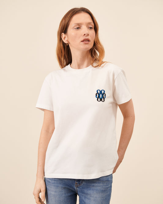 Tee-shirt Monogramme - Blanc / Bleu Sarah