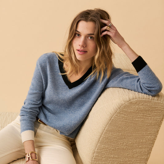 Voltaire V-Neck Sweater - Horizon Blue